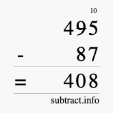 Calculate 495 minus 87 using long subtraction