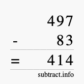 Calculate 497 minus 83 using long subtraction
