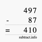 Calculate 497 minus 87 using long subtraction