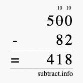 Calculate 500 minus 82 using long subtraction