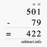 Calculate 501 minus 79 using long subtraction Calculate 501 minus 79 using long subtraction