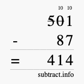Calculate 501 minus 87 using long subtraction
