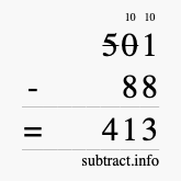 Calculate 501 minus 88 using long subtraction