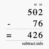 Calculate 502 minus 76 using long subtraction