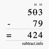 Calculate 503 minus 79 using long subtraction Calculate 503 minus 79 using long subtraction