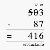 Calculate 503 minus 87 using long subtraction