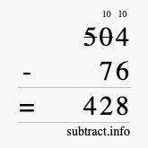 Calculate 504 minus 76 using long subtraction