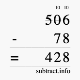Calculate 506 minus 78 using long subtraction