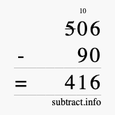 Calculate 506 minus 90 using long subtraction Calculate 506 minus 90 using long subtraction