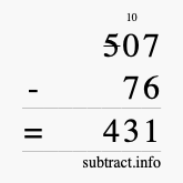 Calculate 507 minus 76 using long subtraction