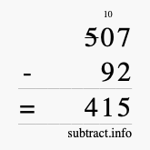 Calculate 507 minus 92 using long subtraction
