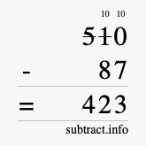 Calculate 510 minus 87 using long subtraction