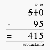 Calculate 510 minus 95 using long subtraction Calculate 510 minus 95 using long subtraction