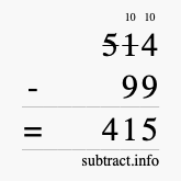 Calculate 514 minus 99 using long subtraction Calculate 514 minus 99 using long subtraction
