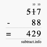 Calculate 517 minus 88 using long subtraction