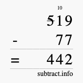 Calculate 519 minus 77 using long subtraction