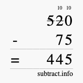 Calculate 520 minus 75 using long subtraction Calculate 520 minus 75 using long subtraction