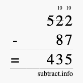 Calculate 522 minus 87 using long subtraction