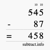 Calculate 545 minus 87 using long subtraction