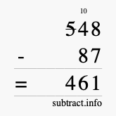 Calculate 548 minus 87 using long subtraction