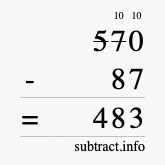 Calculate 570 minus 87 using long subtraction