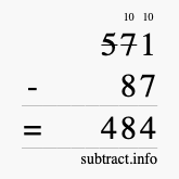 Calculate 571 minus 87 using long subtraction