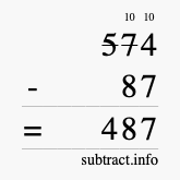 Calculate 574 minus 87 using long subtraction