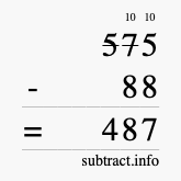 Calculate 575 minus 88 using long subtraction