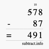 Calculate 578 minus 87 using long subtraction