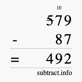 Calculate 579 minus 87 using long subtraction