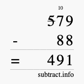 Calculate 579 minus 88 using long subtraction