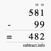 Calculate 581 minus 99 using long subtraction Calculate 581 minus 99 using long subtraction