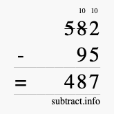 Calculate 582 minus 95 using long subtraction