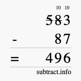 Calculate 583 minus 87 using long subtraction