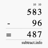Calculate 583 minus 96 using long subtraction