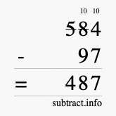 Calculate 584 minus 97 using long subtraction