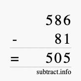 Calculate 586 minus 81 using long subtraction