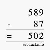 Calculate 589 minus 87 using long subtraction