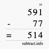 Calculate 591 minus 77 using long subtraction
