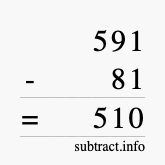Calculate 591 minus 81 using long subtraction