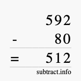Calculate 592 minus 80 using long subtraction