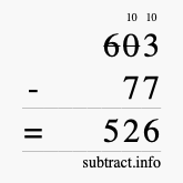 Calculate 603 minus 77 using long subtraction