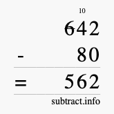 Calculate 642 minus 80 using long subtraction