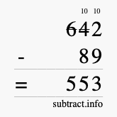 Calculate 642 minus 89 using long subtraction
