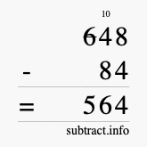 Calculate 648 minus 84 using long subtraction Calculate 648 minus 84 using long subtraction