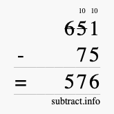 Calculate 651 minus 75 using long subtraction