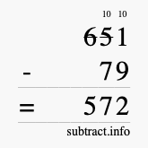 Calculate 651 minus 79 using long subtraction Calculate 651 minus 79 using long subtraction