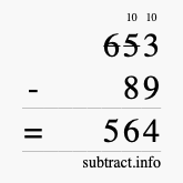 Calculate 653 minus 89 using long subtraction