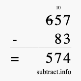 Calculate 657 minus 83 using long subtraction