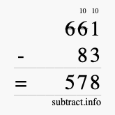 Calculate 661 minus 83 using long subtraction